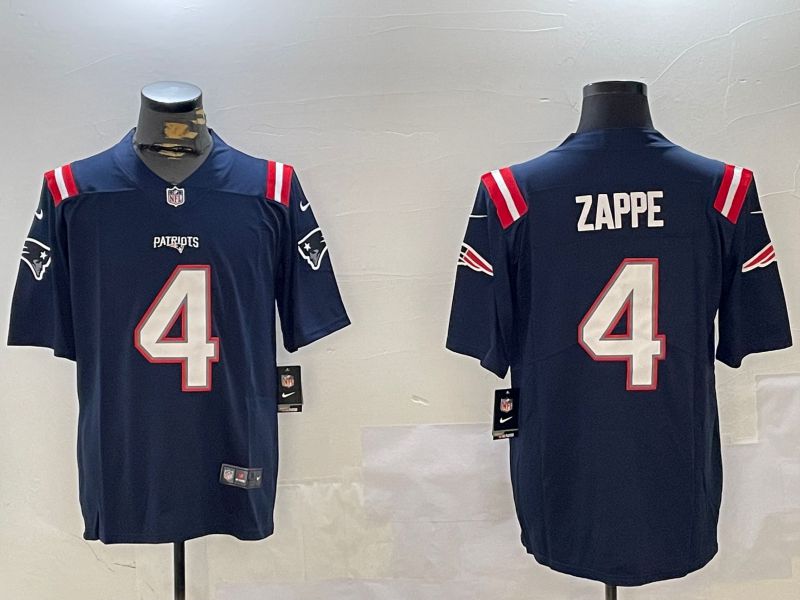 Men New England Patriots #4 Zappe Blue Second generation 2024 Nike Limited NFL Jersey style 1->new england patriots->NFL Jersey